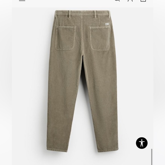Zara size 31 TAPERED CORDUROY PANTS - Picture 7 of 9